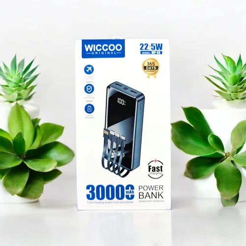 پاوربانک 30000 میلی آمپر wiccoo فست شارژ