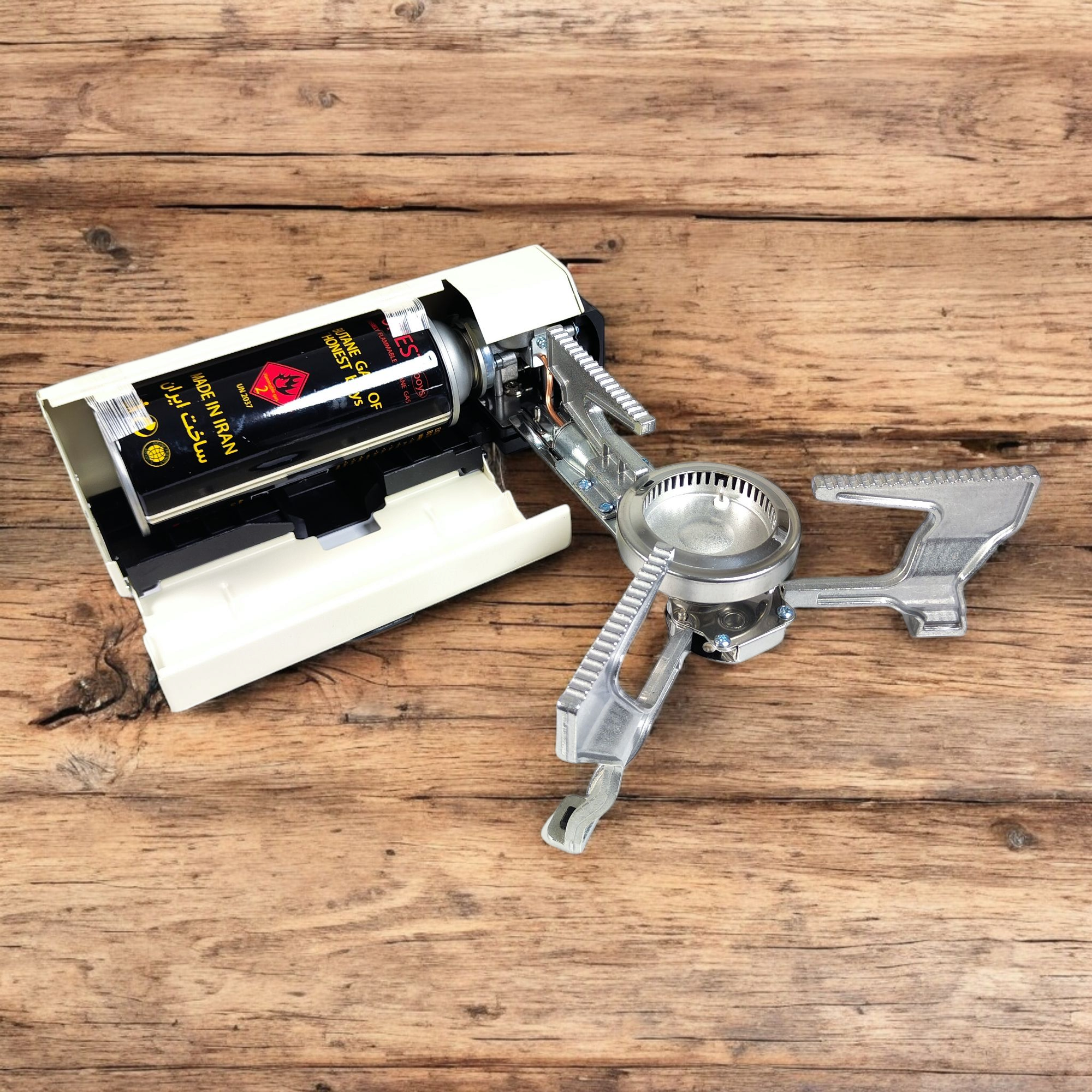 اجاق گاز مسافرتی تاشو کاملاً فلزی PORTABLE CASSETTE STOVE – کیفیت A++، فندک سرخ‌خود، جمع‌وجور و حرفه‌ای